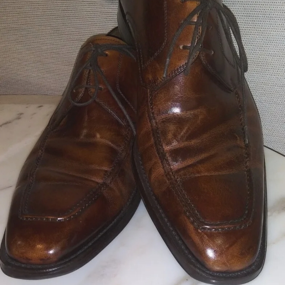 Magnanni Romelo Cognac Mens sz 8.5 M Lace Up Apron Toe Derby Shoes 13723